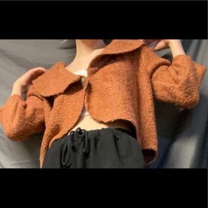 vintage knitted jh collectibles orange cardigan